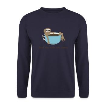 Schlaf kann Kaffee nicht ersetzen - Unisex Pullover - Navy - Vorne - Alina (178cm) & Michal (187cm)