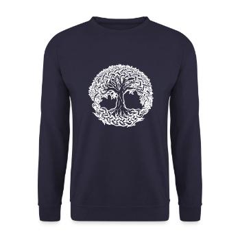 Arbre de vie Boho blanc nature celtique cadeau norse - Sweat-shirt Unisexe - marine - Devant - Alina (178cm) & Michal (187cm)