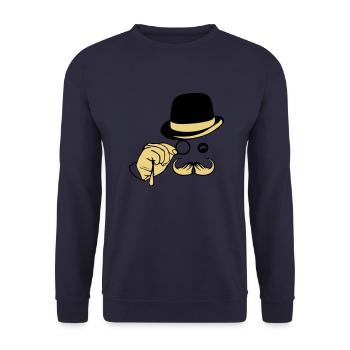 smiley hat monocle mustache melon - Unisex Sweatshirt - navy - Front - Alina (178cm) & Michal (187cm)