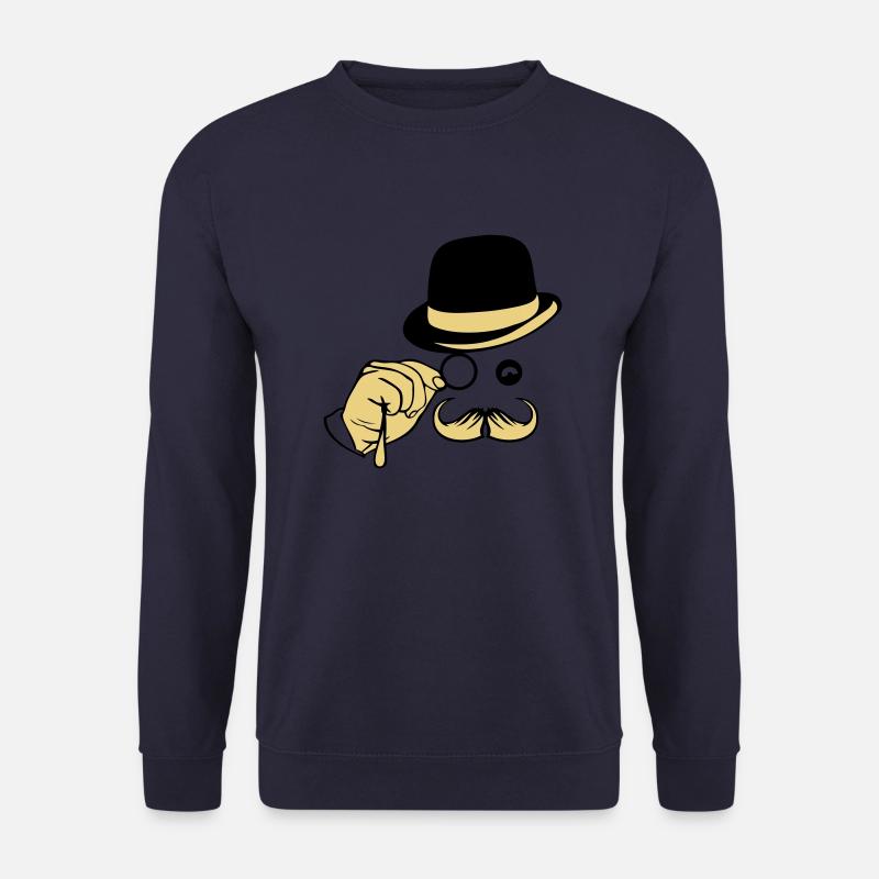 smiley hat monocle mustache melon - Unisex Sweatshirt - navy