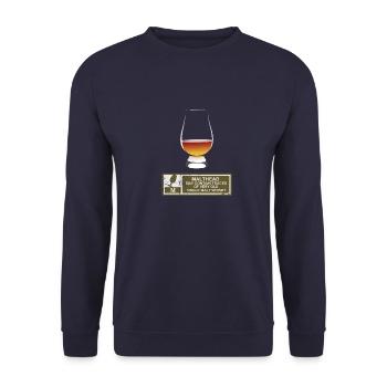 Malthead Warning lustiger Whisky Spruch - Unisex Pullover - Navy - Vorne - Alina (178cm) & Michal (187cm)