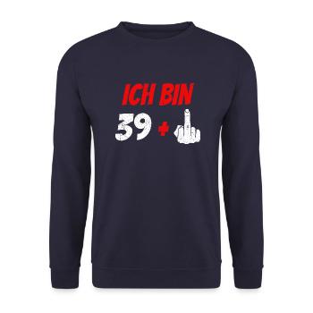 40. Geburtstag 40 Jahre Geburtstagsgeschenk lustig - Unisex Pullover - Navy - Vorne - Alina (178cm) & Michal (187cm)