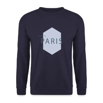 paris ville capitale de france logo design t-shirt - Sweat-shirt Unisexe - marine - Devant - Alina (178cm) & Michal (187cm)