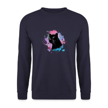 panther,gepard,leopard,schwarz,bunt,graffiti - Unisex Pullover - Navy - Vorne - Alina (178cm) & Michal (187cm)