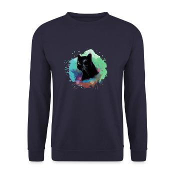panther,gepard,leopard,schwarz,bunt,graffiti - Unisex Pullover - Navy - Vorne - Alina (178cm) & Michal (187cm)