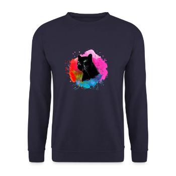 panther,gepard,leopard,schwarz,bunt,graffiti - Unisex Pullover - Navy - Vorne - Alina (178cm) & Michal (187cm)