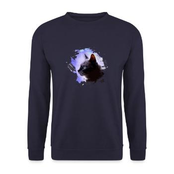 chat, coloré, aquarelle, art, peinture, graffiti, violet - Sweat-shirt Unisexe - marine - Devant - Alina (178cm) & Michal (187cm)
