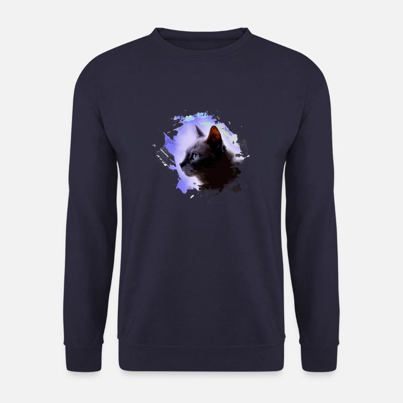 katze, bunt,aquarell, kunst,malerei,graffiti,lila - Unisex Pullover - Navy