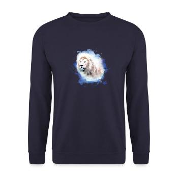 lion, tête de lion, graffiti, bleu, lion blanc, graffiti - Sweat-shirt Unisexe - marine - Devant - Alina (178cm) & Michal (187cm)