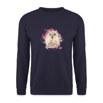 zwerghamster,hamster,rosa,graffiti,malerei - Unisex Pullover - Navy - Vorne - Alina (178cm) & Michal (187cm)