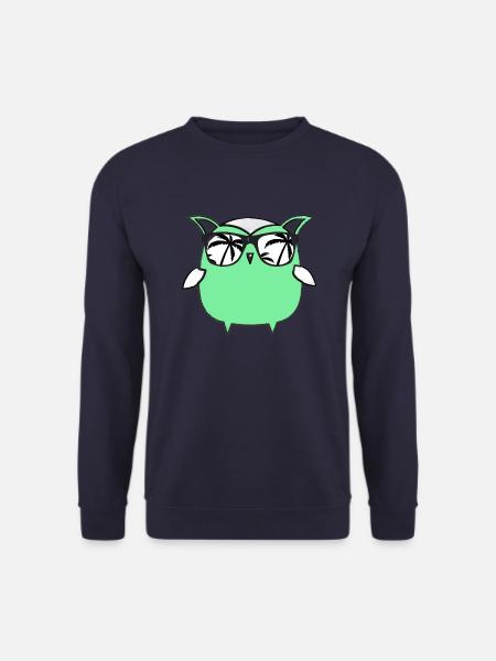 Eule, Comic, nerd, mint,urlaub,palmen,sonnenbrille - Unisex Pullover - Navy