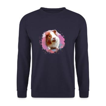 guinea pig, graffiti, painting, watercolor, pink - Unisex Sweatshirt - navy - Front - Alina (178cm) & Michal (187cm)