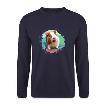 cochon d’Inde, graffiti, peinture, aquarelle, coloré, - Sweat-shirt Unisexe - marine - Devant - Alina (178cm) & Michal (187cm)