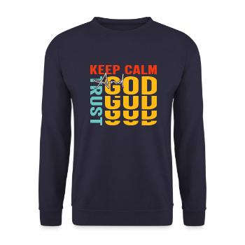 keep calm and trust God - Unisex Pullover - Navy - Vorne - Alina (178cm) & Michal (187cm)