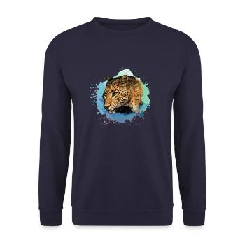 léopard, chat, chat sauvage, graffiti, peinture - Sweat-shirt Unisexe - marine - Devant - Alina (178cm) & Michal (187cm)