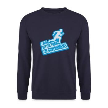 run better than government - Unisex Sweatshirt - navy - Front - Alina (178cm) & Michal (187cm)