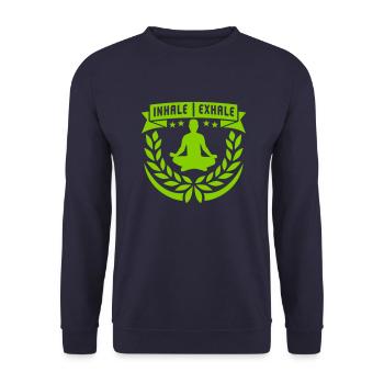 Inspirez expirez Yoga citation - Sweat-shirt Unisexe - marine - Devant - Alina (178cm) & Michal (187cm)