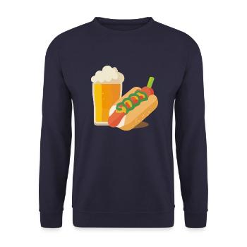 Bier und Hot Dog - Unisex Pullover - Navy - Vorne - Alina (178cm) & Michal (187cm)