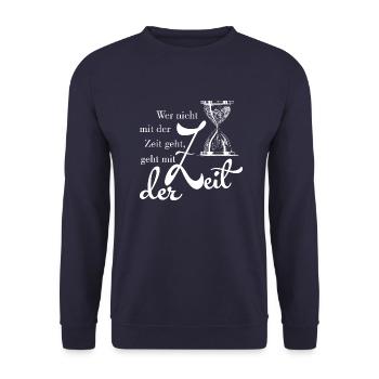 Wer nicht mit der Zeit geht - Unisex Pullover - Navy - Vorne - Alina (178cm) & Michal (187cm)