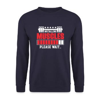 Installing Muscles please wait. Bodybuilding gym - Unisex Sweatshirt - navy - Front - Alina (178cm) & Michal (187cm)