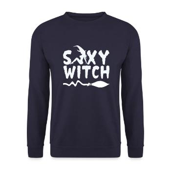 Sexy Witch Geschenk zur Walpurgisnacht Halloween - Unisex Pullover - Navy - Vorne - Alina (178cm) & Michal (187cm)