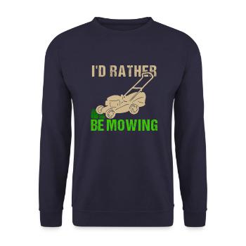 Rasenmäher Rasenpflege Vintage Lawnmower Sprüche - Unisex Pullover - Navy - Vorne - Alina (178cm) & Michal (187cm)