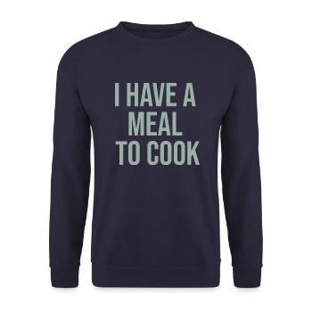 i have a meal to cook design für Hobbyköche - Unisex Pullover - Navy - Vorne - Alina (178cm) & Michal (187cm)