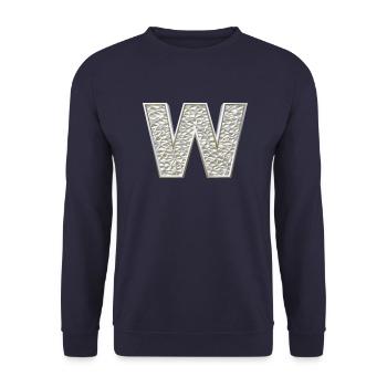 W, letter, initial, monogram, - Unisex Pullover - Navy - Vorne - Alina (178cm) & Michal (187cm)