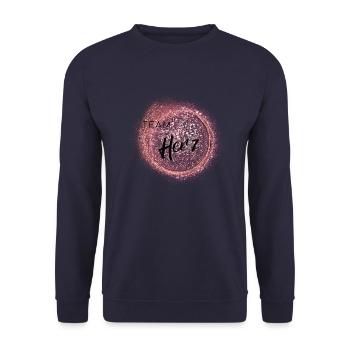 Team Herz - positives Denken - Affirmationen - Unisex Pullover - Navy - Vorne - Alina (178cm) & Michal (187cm)