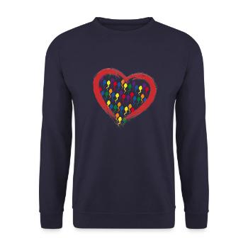 Color Herz Love Bo-Grafik - Unisex Pullover - Navy - Vorne - Alina (178cm) & Michal (187cm)
