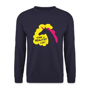 Mein Einhorn lebt - Unisex Pullover - Navy - Vorne - Alina (178cm) & Michal (187cm)