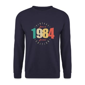 1984 Vintage Retro Anniversary Gift 1984 - Unisex Sweatshirt - navy - Front - Alina (178cm) & Michal (187cm)