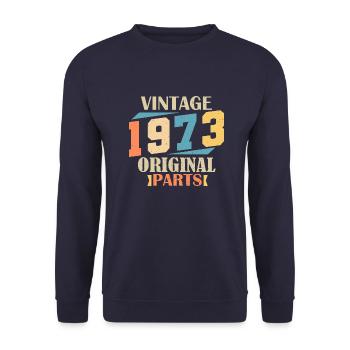 Mois 1973. Cadeau d'anniversaire 1973. 51 ans Birt - Sweat-shirt Unisexe - marine - Devant - Alina (178cm) & Michal (187cm)