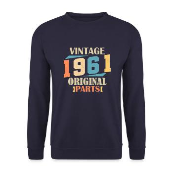 Mois 1961. Cadeau d'anniversaire 1961. 63 ans Birt - Sweat-shirt Unisexe - marine - Devant - Alina (178cm) & Michal (187cm)