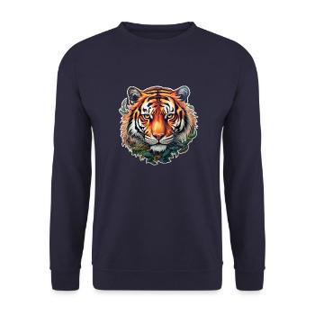 Tigerkopf gefährlich - Unisex Pullover - Navy - Vorne - Alina (178cm) & Michal (187cm)