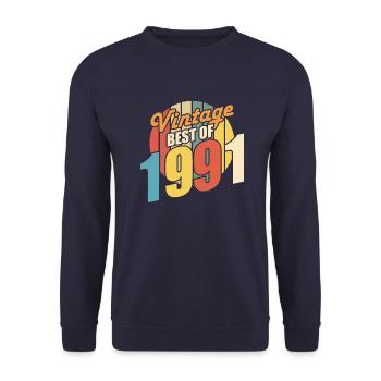Vintage 1991 Best of 1991 - Annif 33 Years - Unisex Sweatshirt - navy - Front - Alina (178cm) & Michal (187cm)