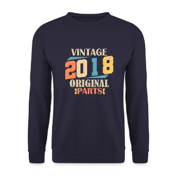 Month 2018. 2018 Birthday Gift. 6 Year Old Birth - Unisex Sweatshirt - navy - Front - Alina (178cm) & Michal (187cm)