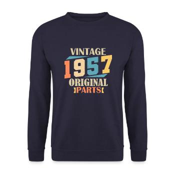 Mois 1957. Cadeau d'anniversaire 1957. 67 ans Birt - Sweat-shirt Unisexe - marine - Devant - Alina (178cm) & Michal (187cm)