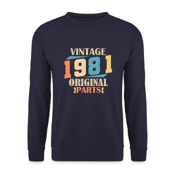 Mois 1981. Cadeau d'anniversaire 1981. 43 ans Birt - Sweat-shirt Unisexe - marine - Devant - Alina (178cm) & Michal (187cm)