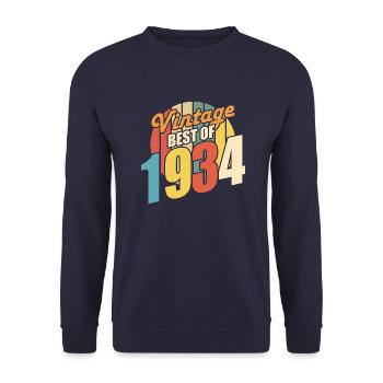 Vintage 1934 meilleur de 1934 - annif 90 ans - Sweat-shirt Unisexe - marine - Devant - Alina (178cm) & Michal (187cm)