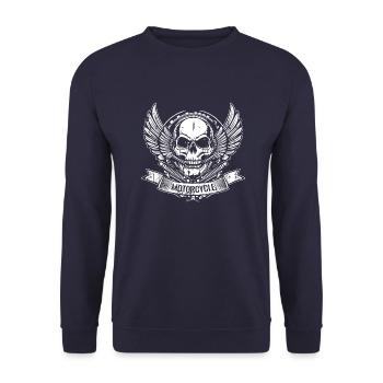MOTORCYCLE MOTO MOTARD CUSTOM MOTOR - Sweat-shirt Unisexe - marine - Devant - Alina (178cm) & Michal (187cm)