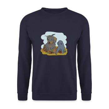 Illustrated design with cat and dog - Unisex Sweatshirt - navy - Front - Alina (178cm) & Michal (187cm)