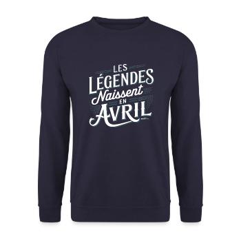 Les légendes naissent en avril - Sweat-shirt Unisexe - marine - Devant - Alina (178cm) & Michal (187cm)