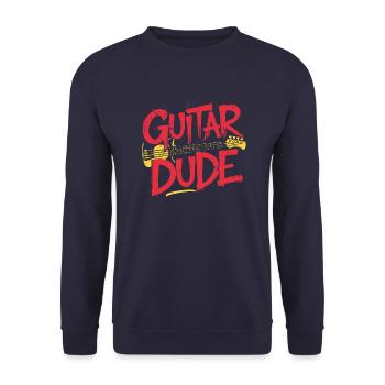 „Guitar Dude“ ist das perfekte Statement für echte - Unisex Pullover - Navy - Vorne - Alina (178cm) & Michal (187cm)