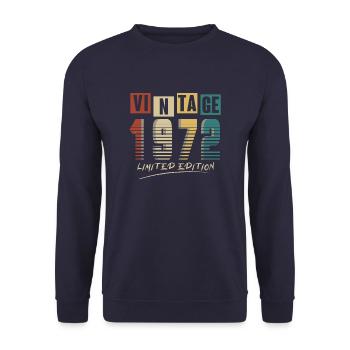 1972 Vintage 1972 né en 1972 anniversaire. Année 2 - Sweat-shirt Unisexe - marine - Devant - Alina (178cm) & Michal (187cm)