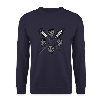 Hopfen und Gerste - Bier - Unisex Pullover - Navy - Vorne - Alina (178cm) & Michal (187cm)