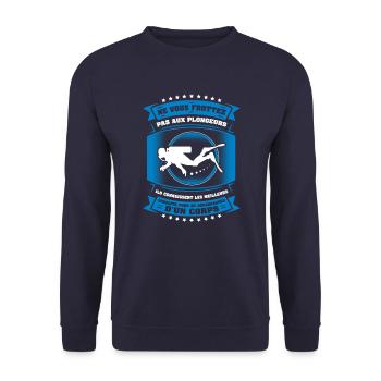 NE VOUS FROTTEZ PAS AUX PLONGEURS SOUS-MARINS - Sweat-shirt Unisexe - marine - Devant - Alina (178cm) & Michal (187cm)