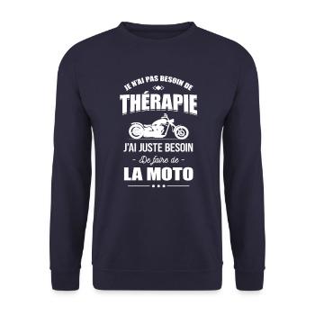 PAS BESOIN DE THÉRAPIE- BESOIN DE FAIRE DE LA MOTO - Sweat-shirt Unisexe - marine - Devant - Alina (178cm) & Michal (187cm)