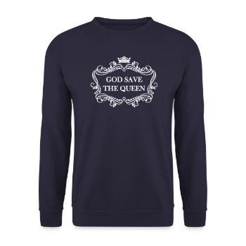 God Save The Queen Elizabeth RIP Königin gestorben - Unisex Pullover - Navy - Vorne - Alina (178cm) & Michal (187cm)