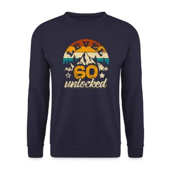 Niveau 60 débloqué - Gamer - Anniversaire - Cadeau - Sweat-shirt Unisexe - marine - Devant - Alina (178cm) & Michal (187cm)